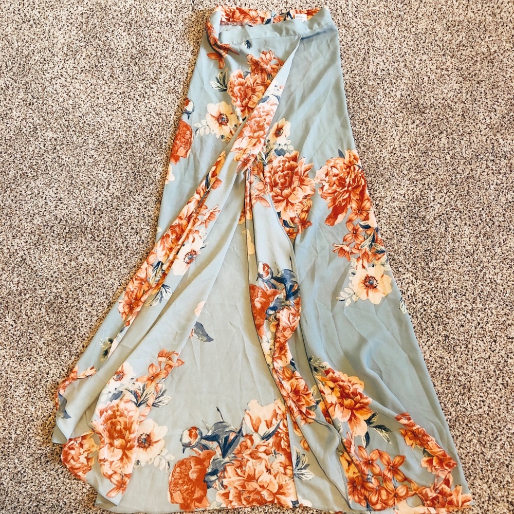 High Waist Floral Wrap Skirt